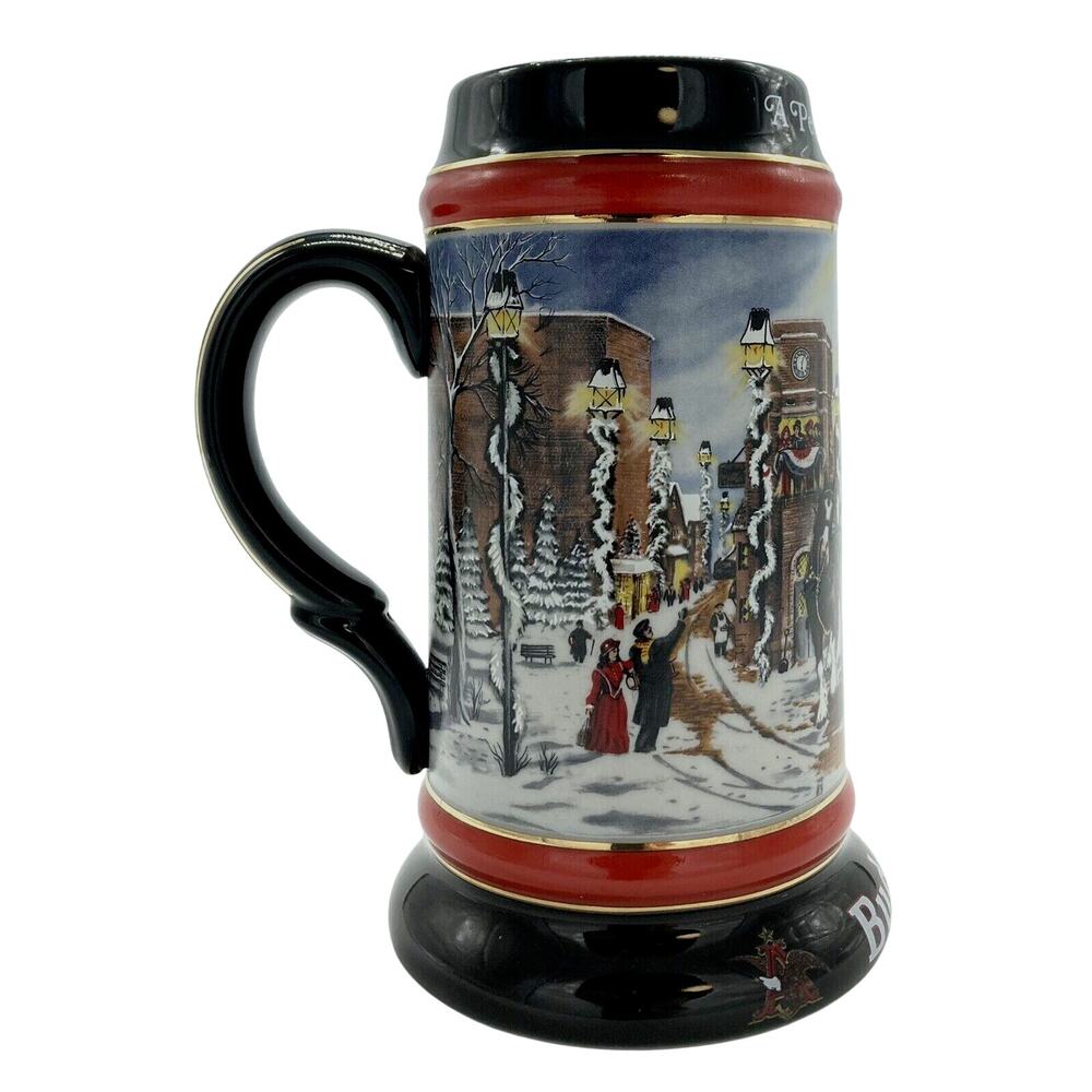 Vtg 1992 Budweiser Beer Clydesdales A Perfect Christmas Stein Collectors Mug